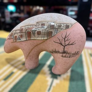 Vintage Native American Pottery Spirit Bear Hand Painted Signed BJ Gore